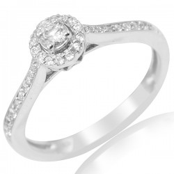 Round Diamond Halo with Diamond shank