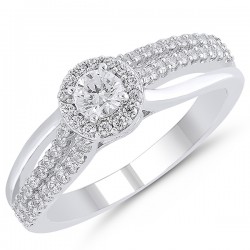Round Diamond Pave Engagement Ring