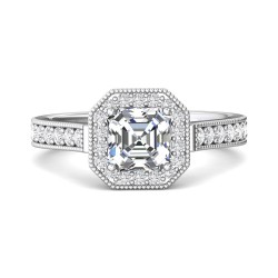 FlyerFit® Platinum Micropave Halo Engagement Ring