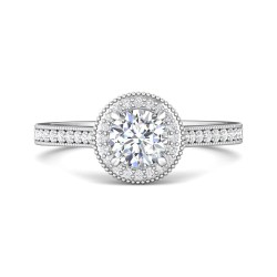 FlyerFit® 14K White Gold Micropave Halo Engagement Ring