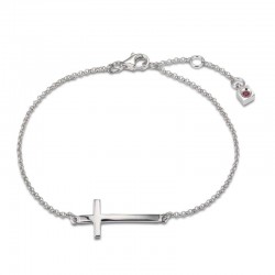 SIDEWAYS SMALL CROSS BRACELET S/S W/ RUBY LOGO