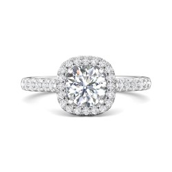FlyerFit® 14K White Gold Micropave Halo Engagement Ring