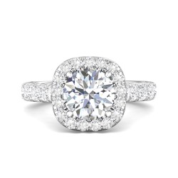 FlyerFit® Platinum Micropave Halo Engagement Ring
