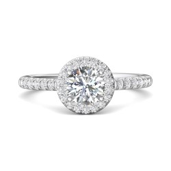 FlyerFit® 14K White Gold Micropave Halo Engagement Ring