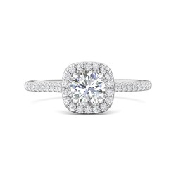 FlyerFit® Platinum Micropave Halo Engagement Ring