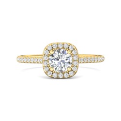 FlyerFit® 14K Yellow Gold Micropave Halo Engagement Ring