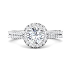 FlyerFit® Platinum Micropave Halo Engagement Ring