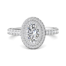 FlyerFit® 14K White Gold Micropave Halo Engagement Ring
