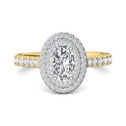 FlyerFit® 14K Yellow and 14K White Gold Micropave Halo Engagement Ring