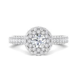 FlyerFit® 14K White Gold Micropave Halo Engagement Ring