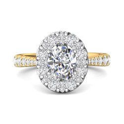 FlyerFit® 14K Yellow and 14K White Gold Micropave Halo Engagement Ring