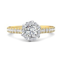 FlyerFit® 14K Yellow and 14K White Gold Micropave Halo Engagement Ring
