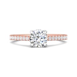 FlyerFit® 14K Pink Gold Shank And White Gold Top Vintage Engagement Ring