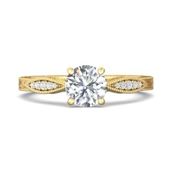 FlyerFit® 18K Yellow Gold Vintage Engagement Ring