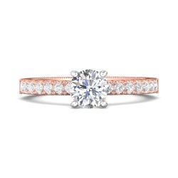 FlyerFit® 18K Pink Gold Shank And White Gold Top Vintage Engagement Ring