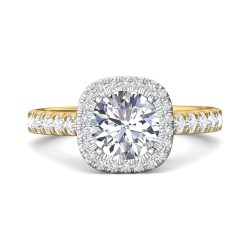 FlyerFit® 14K Yellow and 14K White Gold Micropave Halo Engagement Ring