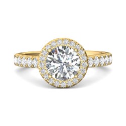 FlyerFit® 14K Yellow Gold Micropave Halo Engagement Ring