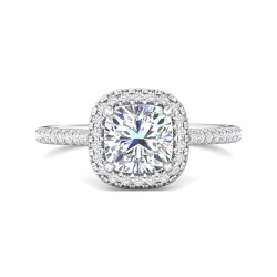 FlyerFit® 18K White Gold Micropave Halo Engagement Ring