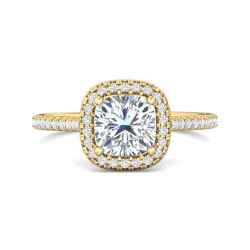FlyerFit® 14K Yellow Gold Micropave Halo Engagement Ring