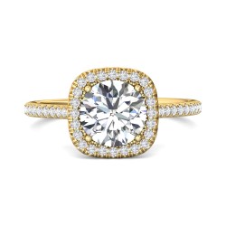 FlyerFit® 14K Yellow Gold Micropave Halo Engagement Ring