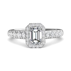 FlyerFit® 14K White Gold Micropave Halo Engagement Ring