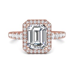 FlyerFit® 18K Pink Gold Micropave Halo Engagement Ring