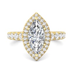 FlyerFit® 14K Yellow Gold Micropave Halo Engagement Ring
