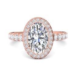FlyerFit® 18K Pink Gold Micropave Halo Engagement Ring