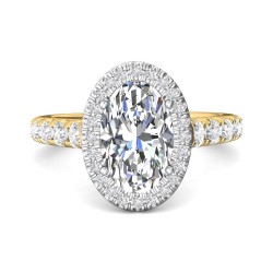 FlyerFit® 14K Yellow and 14K White Gold Micropave Halo Engagement Ring