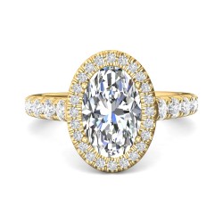 FlyerFit® 14K Yellow Gold Micropave Halo Engagement Ring