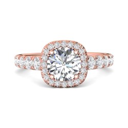 FlyerFit® 14K Pink Gold Micropave Halo Engagement Ring