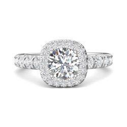 FlyerFit® Platinum Micropave Halo Engagement Ring