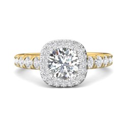 FlyerFit® 14K Yellow and 14K White Gold Micropave Halo Engagement Ring