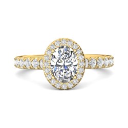 FlyerFit® 18K Yellow Gold Micropave Halo Engagement Ring