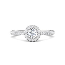 FlyerFit® 14K White Gold Micropave Halo Engagement Ring
