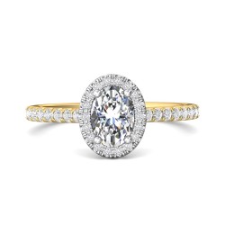 FlyerFit® 14K Yellow and 14K White Gold Micropave Halo Engagement Ring