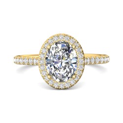 FlyerFit® 18K Yellow Gold Micropave Halo Engagement Ring