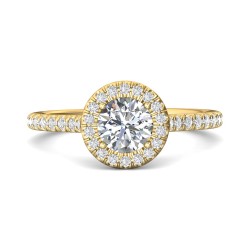 FlyerFit® 18K Yellow Gold Micropave Halo Engagement Ring