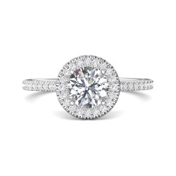 FlyerFit® 18K White Gold Micropave Halo Engagement Ring
