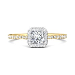 FlyerFit® 14K Yellow and 14K White Gold Micropave Halo Engagement Ring