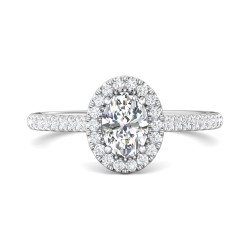 FlyerFit® 18K White Gold Micropave Halo Engagement Ring