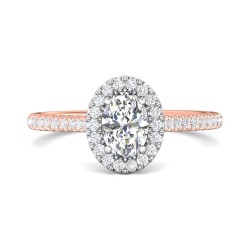 FlyerFit® 18K Pink Gold Shank And White Gold Top Micropave Halo Engagement Ring