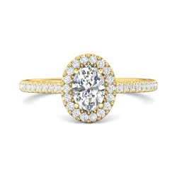 FlyerFit® 14K Yellow Gold Micropave Halo Engagement Ring