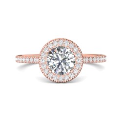 FlyerFit® 14K Pink Gold Micropave Halo Engagement Ring