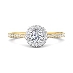 FlyerFit® 14K Yellow and 14K White Gold Micropave Halo Engagement Ring
