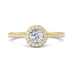 FlyerFit® 14K Yellow Gold Micropave Halo Engagement Ring