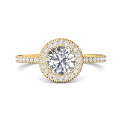 FlyerFit® 18K Yellow Gold Micropave Halo Engagement Ring