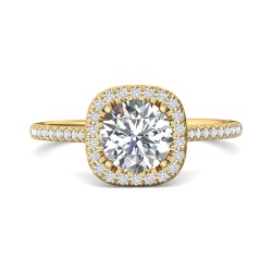 FlyerFit® 14K Yellow Gold Micropave Halo Engagement Ring