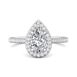 FlyerFit® 14K White Gold Micropave Halo Engagement Ring