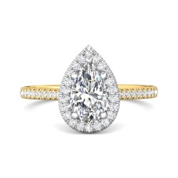 FlyerFit® 14K Yellow and 14K White Gold Micropave Halo Engagement Ring